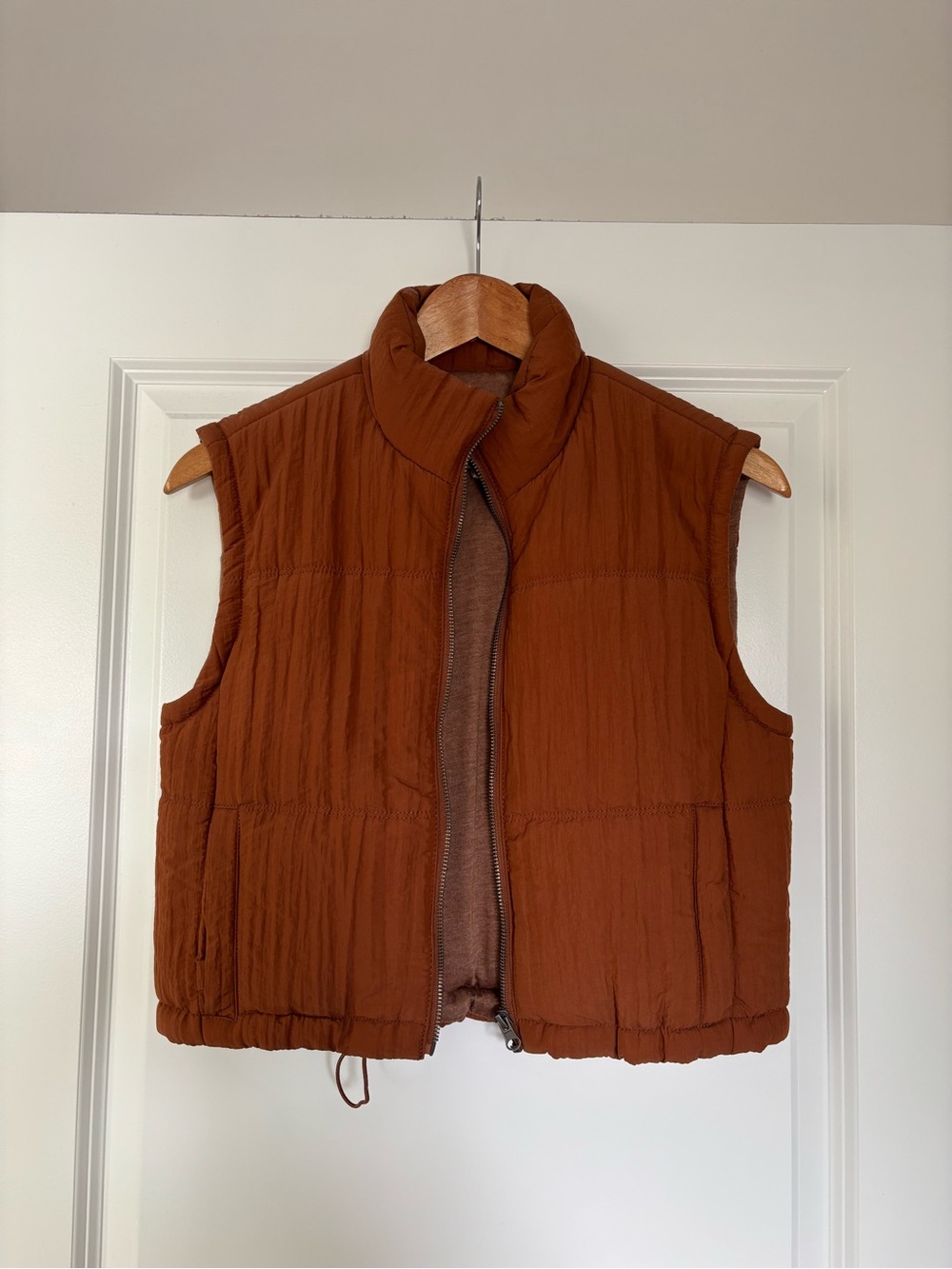 Thread & Supply Brand, Rust-colored Quilted Sleeveless Puffer Vest